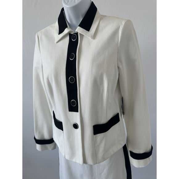 NWT Worth NY, White Black Textured Skirt Suit, Sz: 4 Mod, Retro Aristocrat (b43) - Picture 6 of 10
